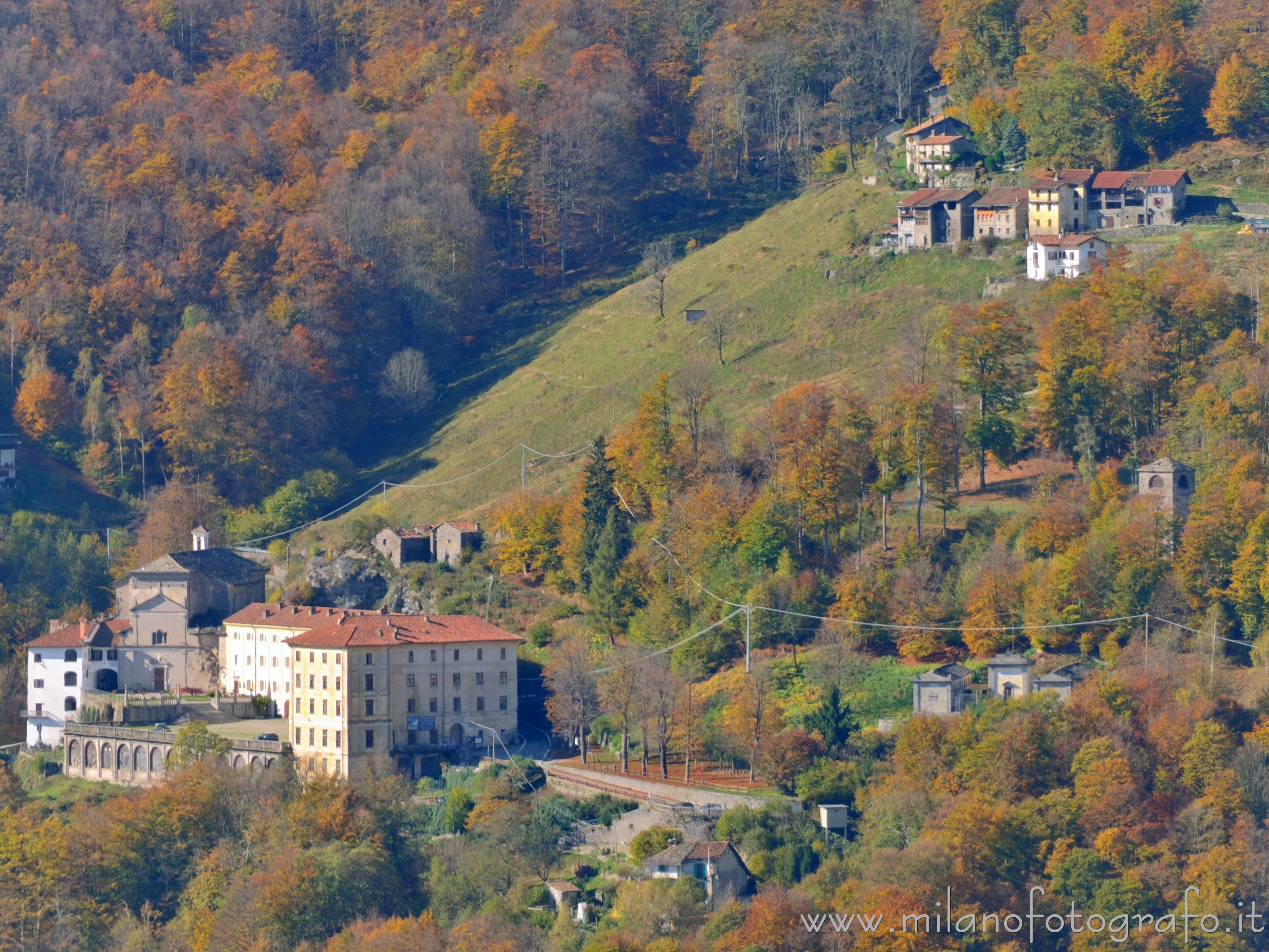 Campiglia Cervo (Biella, Italy) - Sanctuary of San Giovanni and hamlet Bussetti seen from the Zegna Panoramic Road - Full resolution picture